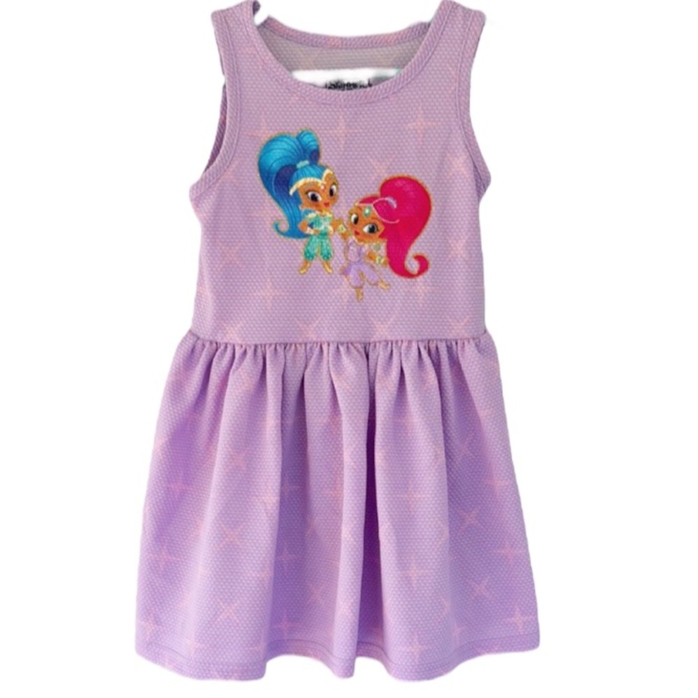 Nickelodeon Shimmer & Shine purple sleeveless graphic print skater dress size 3T - Picture 2 of 10